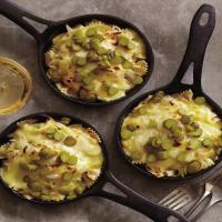 Raclette With Farfalle, Cornichons, and Sautéed Onions_image