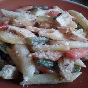 Pasta Alfredo Grilled Chicken and Vegetables image