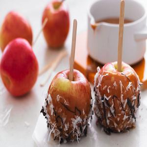 Caramel Apples with Coconut & Chocolate Drizzle image