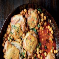 Pan-Roasted Chicken with Harissa Chickpeas_image