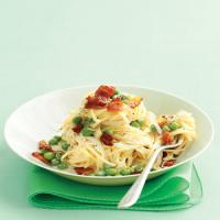 Fresh Angel-Hair Pasta with Bacon and Peas image