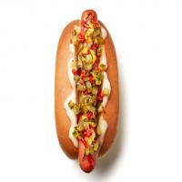 Cheesy Hot Dogs with Pickle-Pepper Relish image