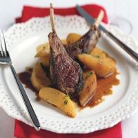 Lamb Chops with Poached Quince and Balsamic Pan Sauce_image