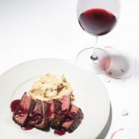 Pan-Seared Strip Steak with Red-Wine Pan Sauce and Pink-Peppercorn Butter image