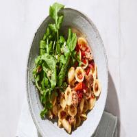 Sausage-and-Peppers Pasta with Almond Frico image