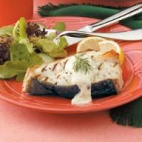 Grilled Halibut with Mustard Dill Sauce image