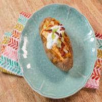 Buffalo Chicken Stuffed Baked Potato with Lime Sour Cream and Quick Pickled Celery image
