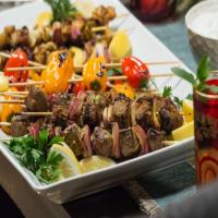 Spiced Beef and Chicken Kabobs with Cucumber Yogurt image