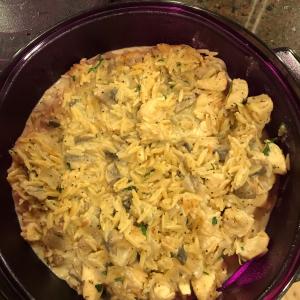 Creamy Boursin® Orzo with Chicken and Mushrooms image