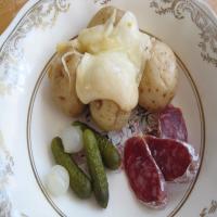Melted Cheese With Potatoes and Pickles (Raclette) image