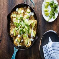 Skillet Chicken and Zucchini Enchiladas with Tomatillo Sauce image