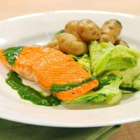 Corned Salmon with Wilted Savoy Cabbage and Braised Fingerling Potatoes_image