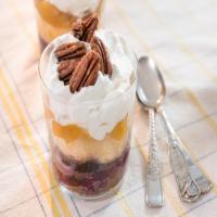 Peaches and Cream Trifle with Blueberry Sauce image