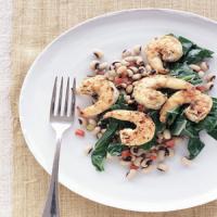 Cumin-Dusted Shrimp with Black-Eyed Peas and Collard Greens_image