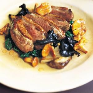 Roast duck breasts with maple syrup vinaigrette image