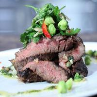 Grilled Skirt Steak with Salsa Verde and Fresh Chick Pea Salad image