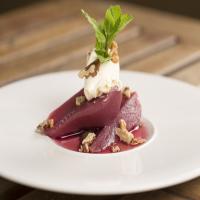 Honey-Poached Pears with Mascarpone image