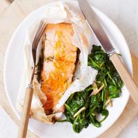 Honey & lemon trout with wilted spinach image