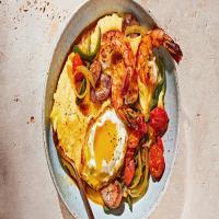 Shrimp and Sausage with Cheesy Grits image