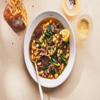 Instant Pot Braised Lamb With White Beans and Spinach image