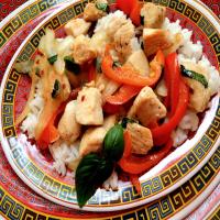 Spicy Chicken With Peppers and Basil image