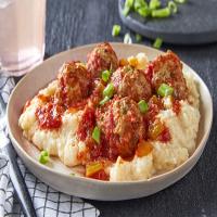 Slow-Cooker Cajun Turkey Meatballs and Grits image