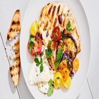 Grilled Chicken and Eggplant with Mozzarella and Tomatoes image