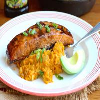Sweet Balsamic Salmon with Sweet Potato and Plantain Mash_image