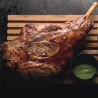 Roast Leg of Lamb with Grilled Summer Beans and Anchovy-Parsley Butter_image