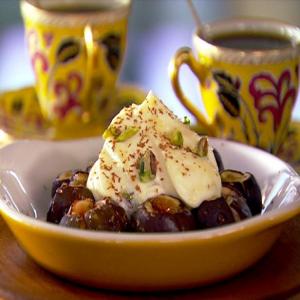 Baked Figs with Chopped Pistachios in Mascarpone image