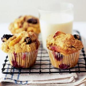 Blueberry, peach & soured cream muffins_image