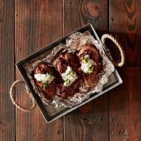 Grilled Sweet Potatoes with BBQ Baked Beans and Cilantro Cream image