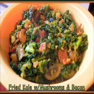 Fried Kale with Mushrooms and Bacon_image