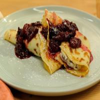 Crepes with Mascarpone and Chocolate with Cherry Compote image