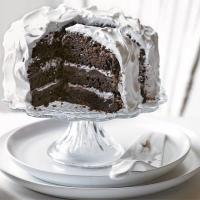 Chocolate fudge cake with angel frosting image