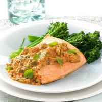 Baked Salmon with Herbed Pecan Romesco image