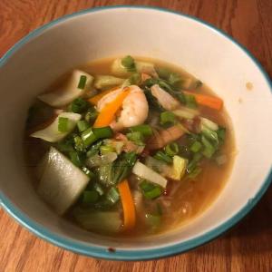 Spicy Korean Shrimp and Veggie Noodle Soup image