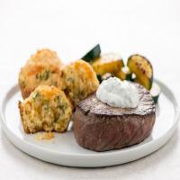 Sirloin Steak and Cilantro-Lime Crema with cheddar corn muffins_image