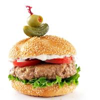 Best Beefy Burgers with Roasted Onion & Peppercorn Mayo_image