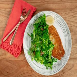 Flounder Milanese with Herbed Salad and Bacon Vinaigrette image
