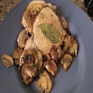 Roasted Pork Loin With Wild Mushroons, Garlic, and Sage Pan Jus_image