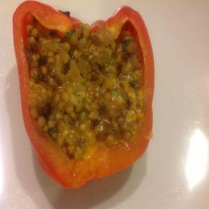 Couscous Stuffed Bell Peppers for the Barbecue (Vegetarian) image