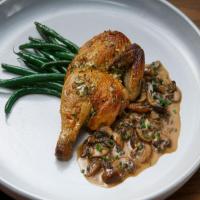 Cornish Hens Under a Brick with Green Beans_image