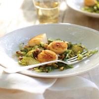 Seared Scallops with Roasted Brussels Sprouts and Hazelnut Vinaigrette_image