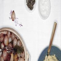 Glazed Pearl Onions in Port with Bay Leaves image