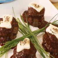 Black Pepper Crusted Filet Mignon with Toasted Goat Cheese and Twice Cooked Red Chile Sauce image