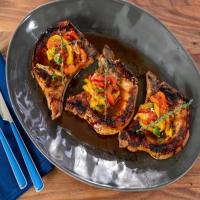 Grilled Pork Chops with Peppers and Balsamic Glaze image