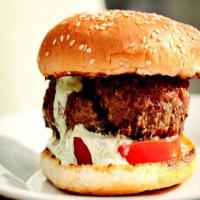 Grilled Two-Cheese Burgers with Garlic Dressing_image
