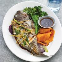 Steamed Black Bass with Ginger and Scallions_image