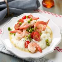 20-Minute Shrimp and Grits with Peas and Butter Sauce image